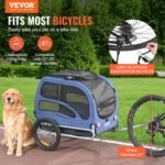 VEVOR Dog Bike Trailer, Supports up to 100 lbs, Pet Cart Bicycle Carrier, Easy Folding Frame with Quick Release Wheels, Universal Bicycle Coupler, Reflectors, Flag, Collapsible to Store - Image 2