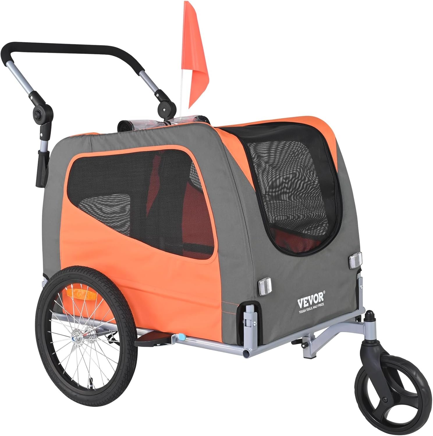 VEVOR Dog Bike Trailer, Supports up to 66/88/100 lbs, 2-in-1 Pet Stroller Cart Bicycle Carrier, Easy Folding Cart Frame with Quick Release Wheels, Universal Bicycle Coupler, Reflectors, Flag VEVOR Dog Bike Trailer, Supports up to 66/88/100 lbs, 2-in-1 Pet Stroller Cart Bicycle Carrier, Easy Folding Cart Frame with Quick Release Wheels, Universal Bicycle Coupler, Reflectors, Flag
