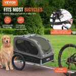 VEVOR Dog Bike Trailer, Supports up to 88 lbs, Pet Cart Bicycle Carrier, Easy Folding Frame with Quick Release Wheels, Universal Bicycle Coupler, Reflectors, Flag, Collapsible to Store - Image 2