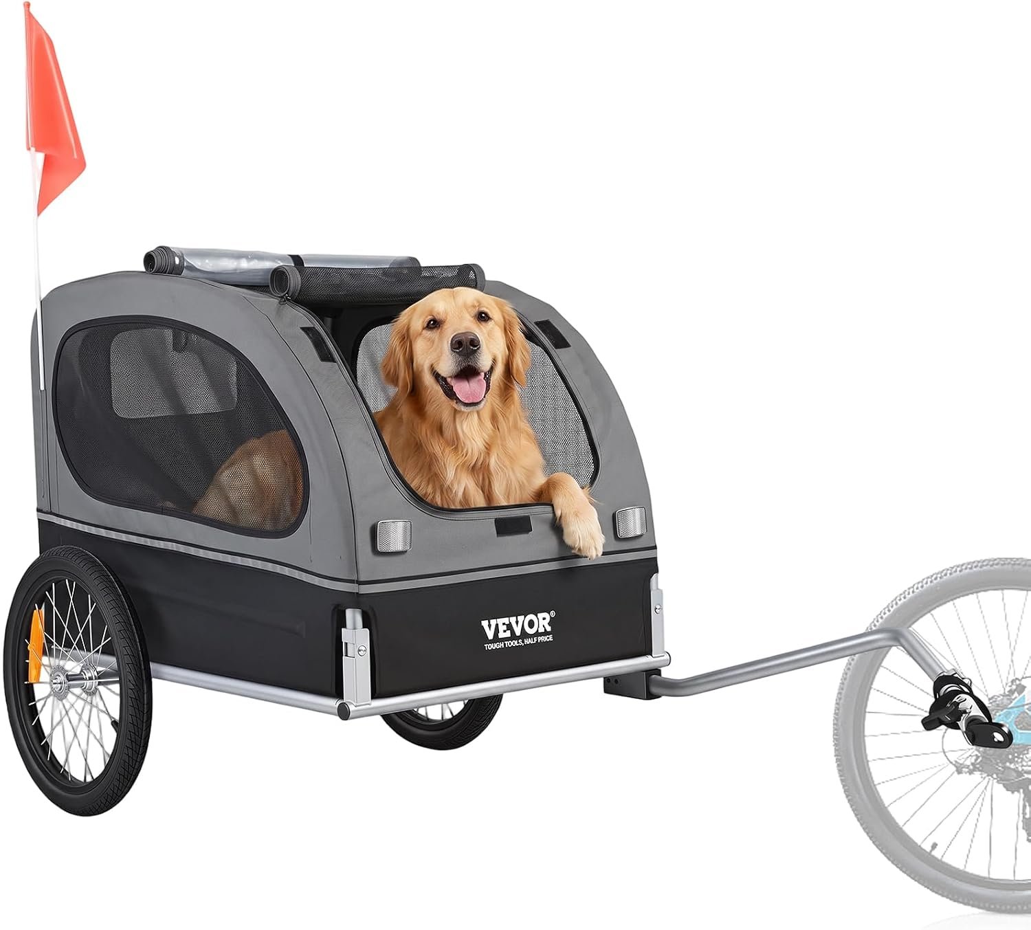 VEVOR Dog Bike Trailer, Supports up to 88 lbs, Pet Cart Bicycle Carrier, Easy Folding Frame with Quick Release Wheels, Universal Bicycle Coupler, Reflectors, Flag, Collapsible to Store VEVOR Dog Bike Trailer, Supports up to 88 lbs, Pet Cart Bicycle Carrier, Easy Folding Frame with Quick Release Wheels, Universal Bicycle Coupler, Reflectors, Flag, Collapsible to Store