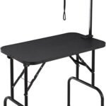 VEVOR Pet Grooming Table, 32 x18 Inch with Height Adjustable Arm, 220LBS Static Weight Capacity, Foldable Dog Groom Station with No-Sit Haunch Holder with Grooming Loop, for Medium and Small Dogs