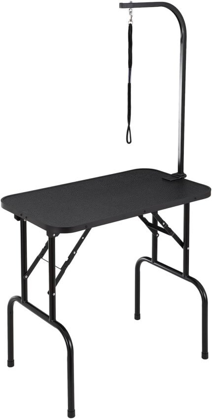 VEVOR Pet Grooming Table, 32 x18 Inch with Height Adjustable Arm, 220LBS Static Weight Capacity, Foldable Dog Groom Station with No-Sit Haunch Holder with Grooming Loop, for Medium and Small Dogs