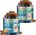 VICSOM Dog Allergy Relief & Probiotic Chews Bundle, 200 Count Each - Chicken Flavor Soft Chewswith Probiotics, Omega-3, Colostrum & Digestive Enzymes for Skin, Coat & Gut Support