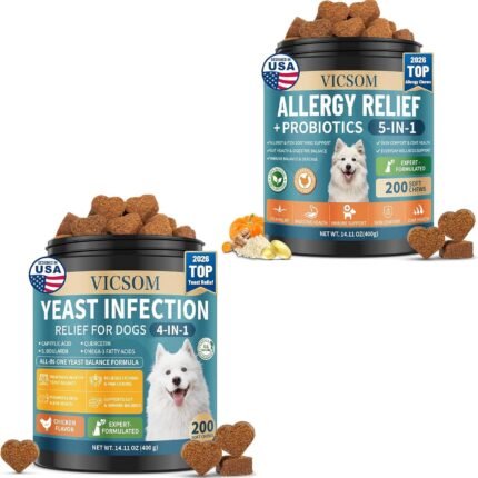 VICSOM Dog Yeast Balance & Allergy Relief Soft Chews Bundle, 2 x 200 Count