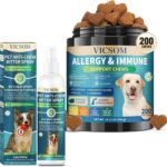 VICSOM No Chew Spray for Dogs & Natural Dog Allergy Relief Chews – Bitter Apple Training Spray for Chewing Prevention + Skin & Itch Relief Chews for Dogs, 6.76 FL Oz + 200 Chews