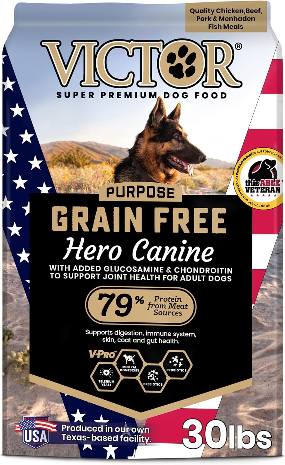 VICTOR Purpose Grain Free Hero Canine Dry Kibble – Active Adult Dogs, 30 lb VICTOR Purpose Grain Free Hero Canine Dry Kibble – Active Adult Dogs, 30 lb