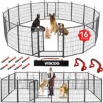 VISCOO Dog Playpen Outdoor, 16 Panels 40″ High Metal Dog Fence with Gate