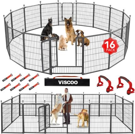 VISCOO Dog Playpen Outdoor, 16 Panels 40" High Metal Dog Fence with Gate