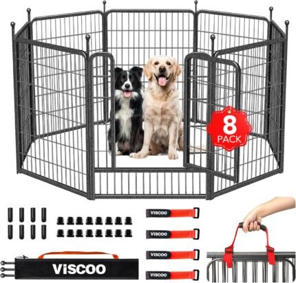 VISCOO Dog Playpen Outdoor, 8 Panels 40″ High Heavy Duty Metal Dog Pen