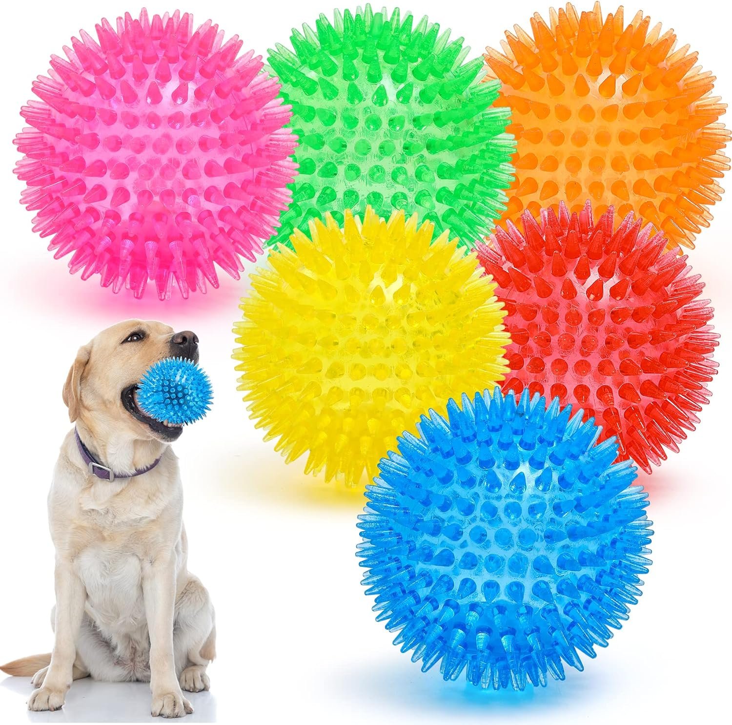 VITEVER 3.5” Squeaky Dog Toy Balls (6 Colors) Puppy Chew Toys for Teething, BPA Free Non-Toxic, Spikey Dog Balls for Medium, Large & Small Dogs, Durable Toys for Aggressive Chewers VITEVER 3.5” Squeaky Dog Toy Balls (6 Colors) Puppy Chew Toys for Teething, BPA Free Non-Toxic, Spikey Dog Balls for Medium, Large & Small Dogs, Durable Toys for Aggressive Chewers
