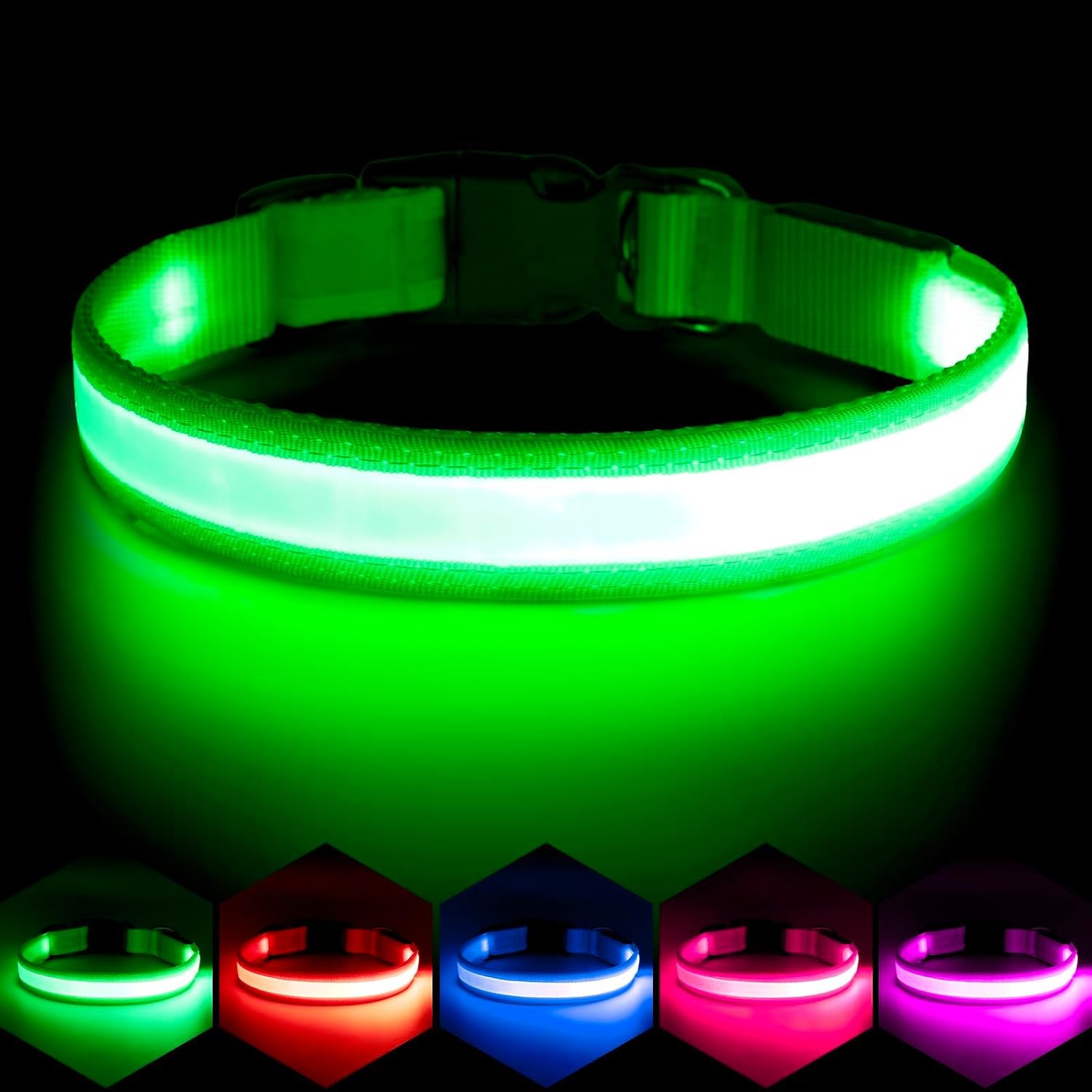 VIZPET LED Dog Collar, Light up Dog Collar Adjustable Safety Glow Collar,M VIZPET LED Dog Collar, Light up Dog Collar Adjustable Safety Glow Collar,M