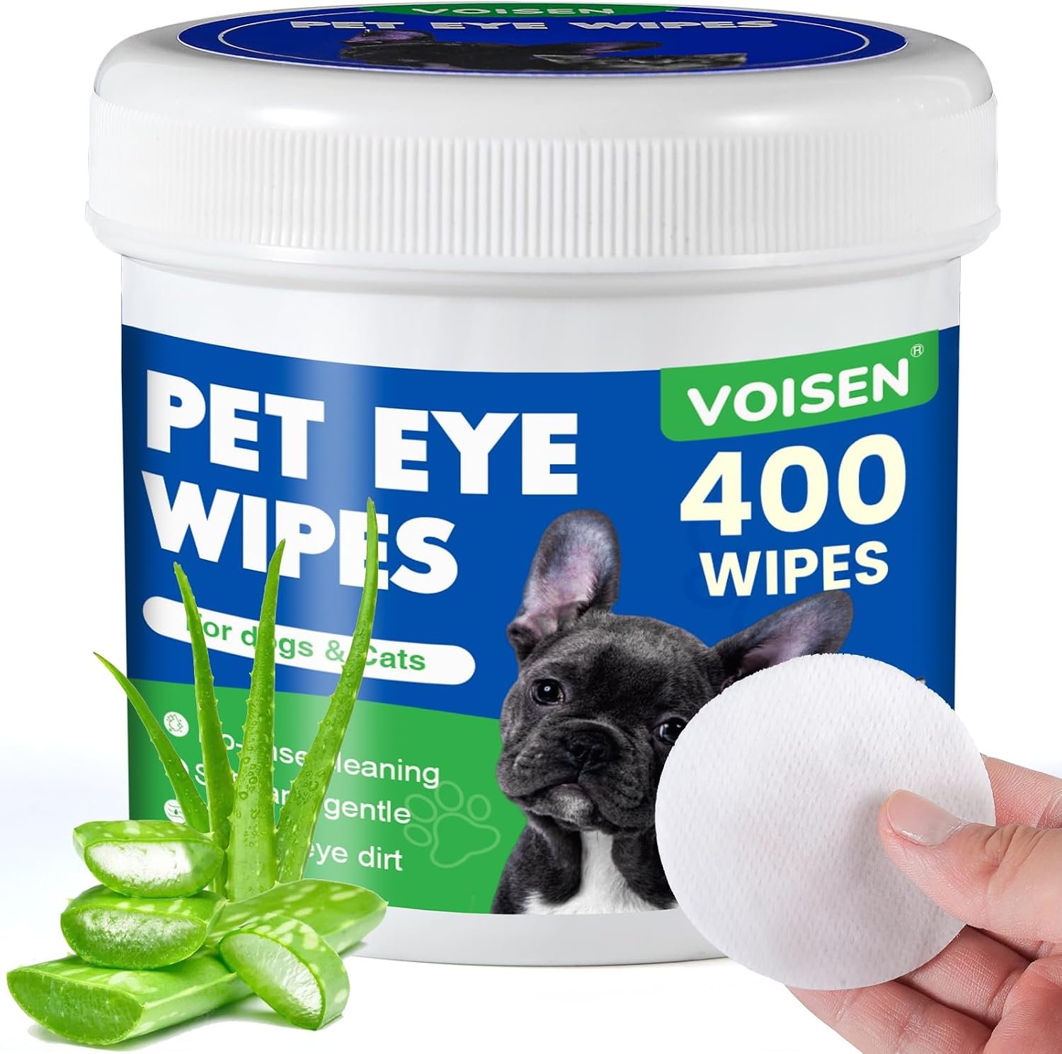 VOISEN 400Pcs Eyes Wipes for Dogs, Pet Tear Stain Remover Wipes VOISEN 400Pcs Eyes Wipes for Dogs, Pet Tear Stain Remover Wipes