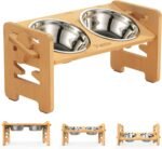 Vantic Elevated Dog Bowls, Raised Dog Bowl Stand Adjustable Small, Natural