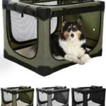 Veraste 24 in Collapsible Dog Crate for Small Dogs, 4 Door Kennel,Green