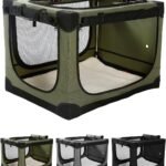 Veraste 30 in Collapsible Dog Crate for Medium Dogs, 4 Door Kennel,Green