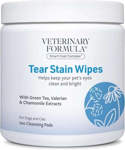 Veterinary Formula Smart Coat Eye & Face Wipes for Dogs & Cats, 100ct