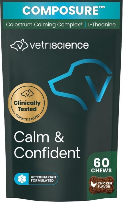 VetriScience Calm & Confident Chews for Dogs, Chicken, 60 Count