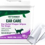 Vet’s Best Ear Relief Finger Wipes | Ear Cleansing Finger Wipes for Dogs | Sooths & Deodorizes | 50 Disposable Wipes