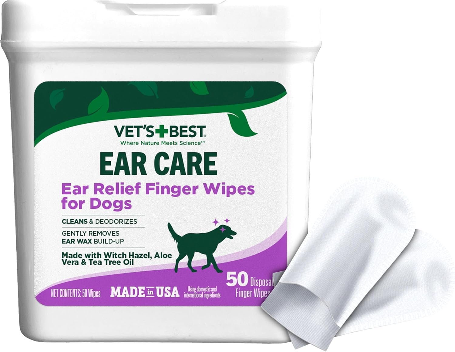 Vet’s Best Ear Relief Finger Wipes | Ear Cleansing Finger Wipes for Dogs | Sooths & Deodorizes | 50 Disposable Wipes Vet’s Best Ear Relief Finger Wipes | Ear Cleansing Finger Wipes for Dogs | Sooths & Deodorizes | 50 Disposable Wipes