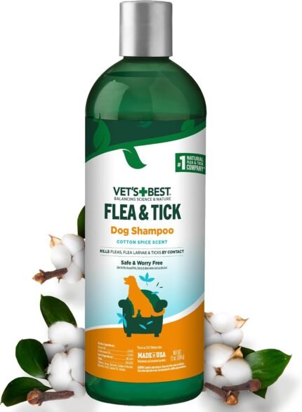 Vet’s Best Flea & Tick Shampoo for Dogs, Cotton Spice, 12 oz