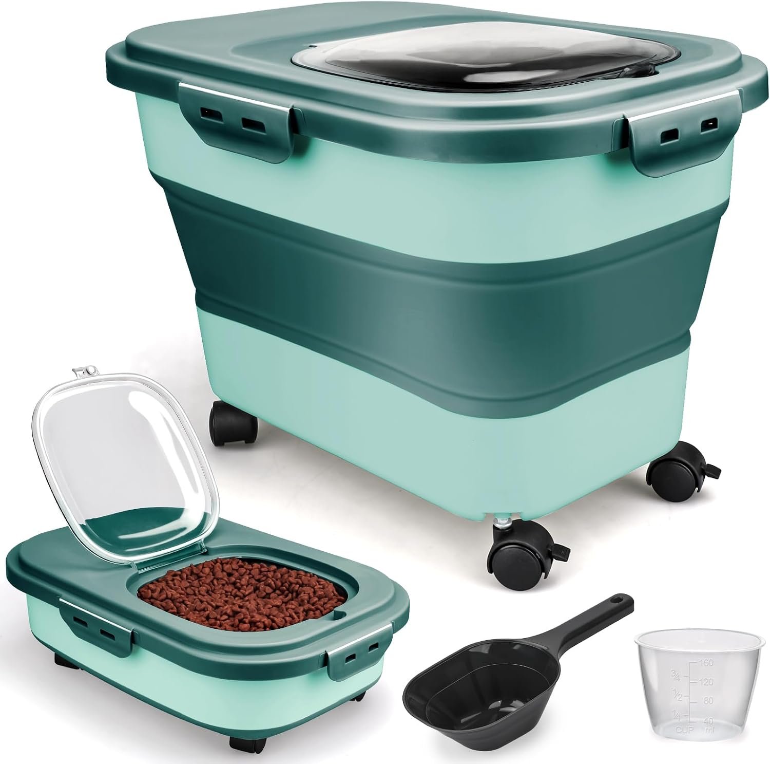 Viretec Dog Food Storage Container, 10-20Lbs Collapsible Pet Food Storage Containers with Rolling Wheel Airtight Locking Lid, Dry Food Storage Bin with Cup and Scoop,Suitable for Pet Food, Flour, Rice Viretec Dog Food Storage Container, 10-20Lbs Collapsible Pet Food Storage Containers with Rolling Wheel Airtight Locking Lid, Dry Food Storage Bin with Cup and Scoop,Suitable for Pet Food, Flour, Rice