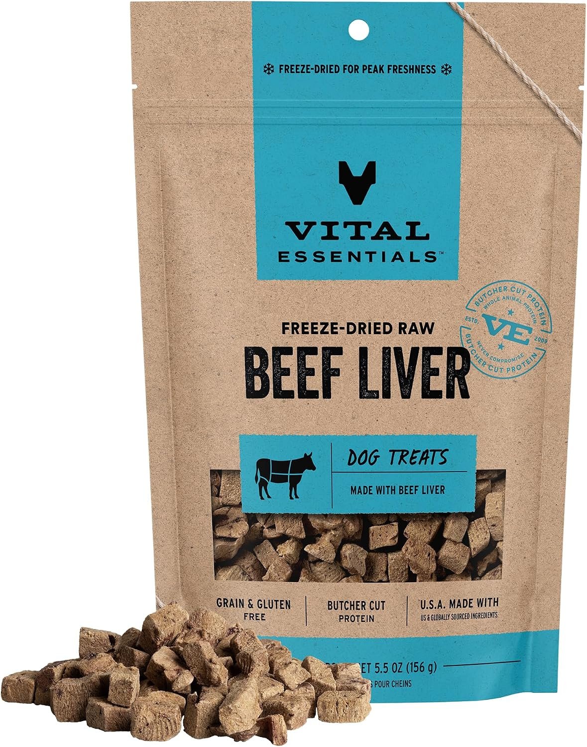 Vital Essentials Freeze Dried Dog Treats, Beef Liver, 5.5 oz Bag Vital Essentials Freeze Dried Dog Treats, Beef Liver, 5.5 oz Bag