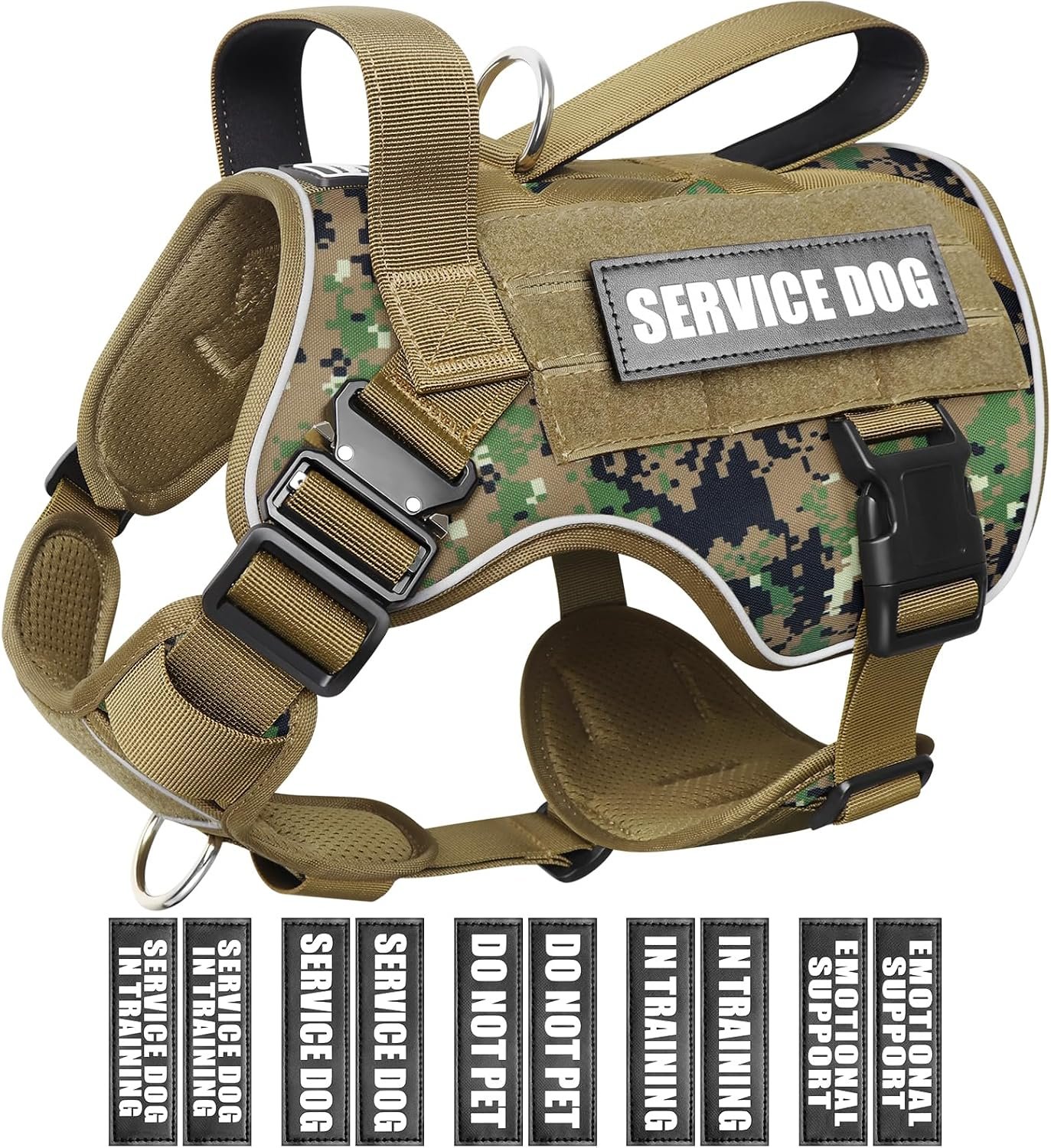 WINSEE 2X Metal Buckle Service Working MOLLE Dog Vest with 10 Pet Patches WINSEE 2X Metal Buckle Service Working MOLLE Dog Vest with 10 Pet Patches