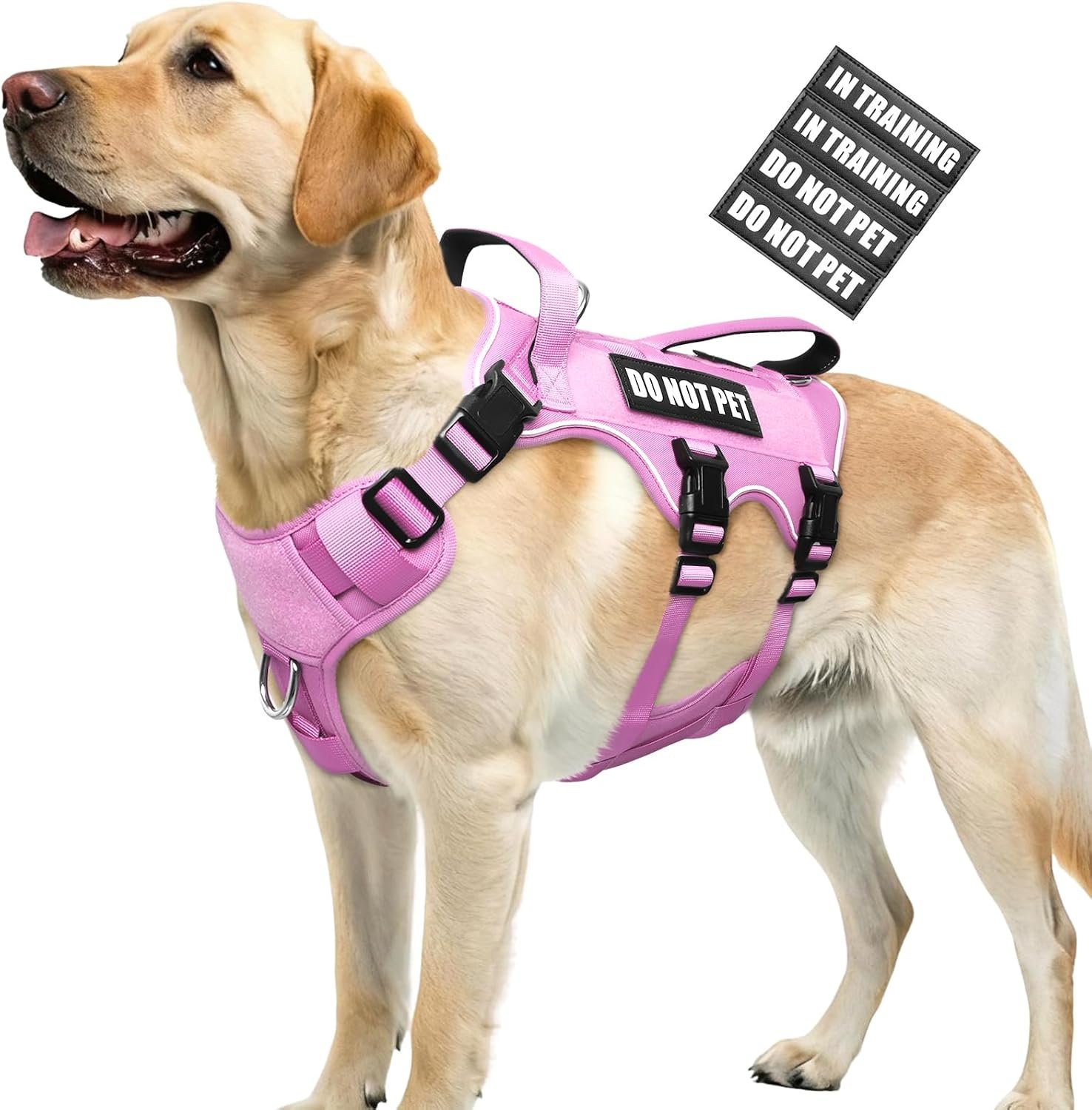 WINSEE Escape Proof Dog Harness with Double Handle+4 Removable Patches WINSEE Escape Proof Dog Harness with Double Handle+4 Removable Patches