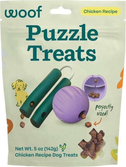 WOOF Air-Dried Puzzle Treats for Dogs, Chicken, 5 oz