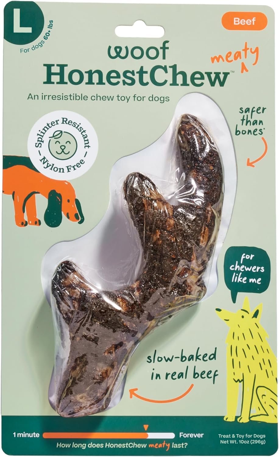 WOOF HonestChew Meaty Antler Dog Chew Toy for Dogs 60 lbs & Up WOOF HonestChew Meaty Antler Dog Chew Toy for Dogs 60 lbs & Up