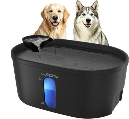 WOPET 8L/2.1Gal Dog Water Fountain for Large Dogs,Automatic Pet Water Dispenser with Visible Water Window & LED Light,Ultra Quiet Pump Dog Water Bowl for Large Dogs & Multi-Pet Households