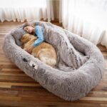 WROS Human Dog Bed for Adult, 71"x45"x12" Giant Calming Nest Bed, RustWhite