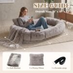 WROS Human Dog Bed for Adult, 71"x45"x12" Giant Calming Nest Bed, RustWhite - Image 2