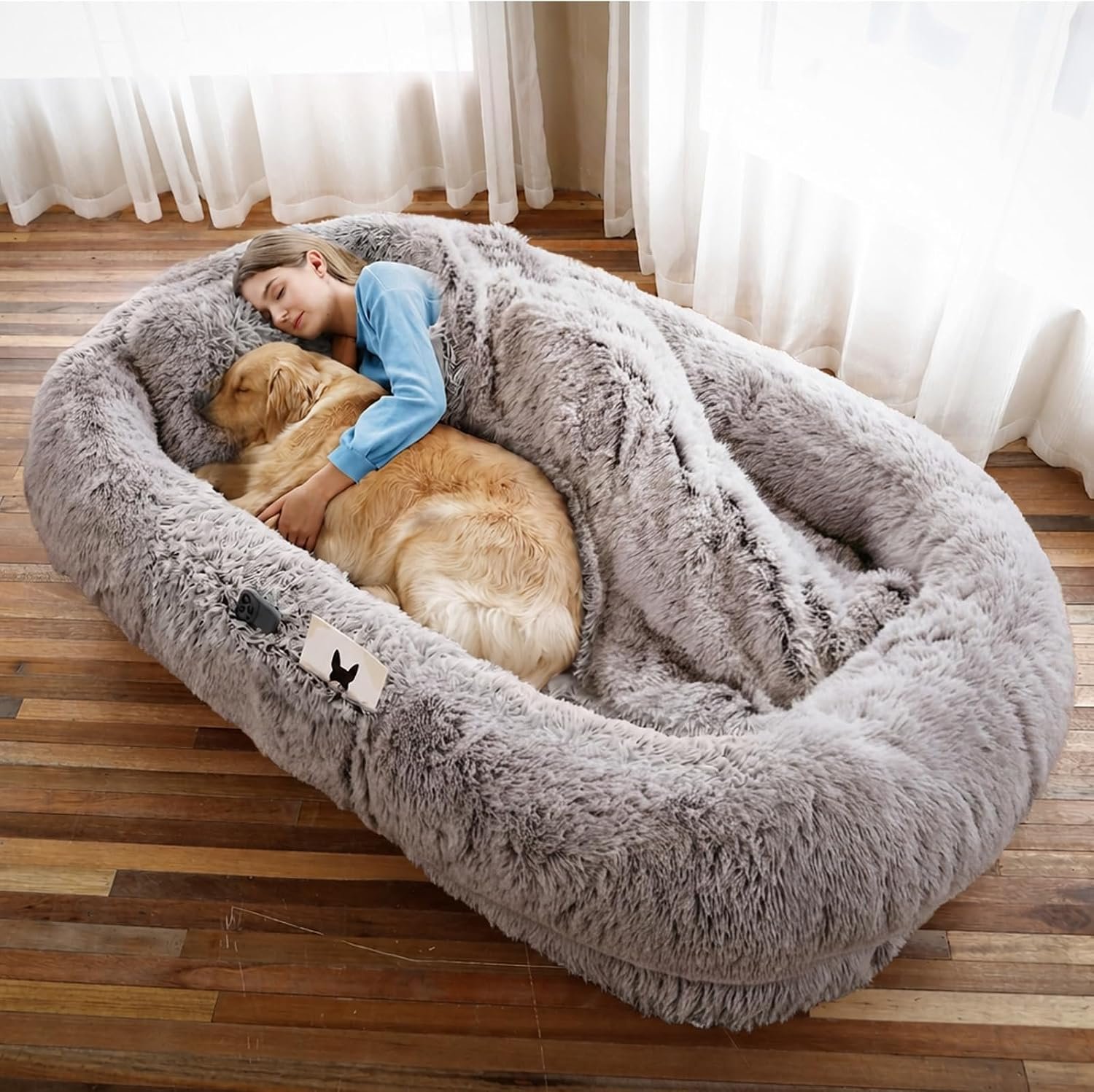 WROS Human Dog Bed for Adult, 71″x45″x12″ Giant Calming Nest Bed, RustWhite WROS Human Dog Bed for Adult, 71″x45″x12″ Giant Calming Nest Bed, RustWhite