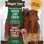 Waggin’ Train Smoked Chicken Jerky Tenders for Dogs with Turmeric and Human Grade Bone Broth, Grain and Corn Free, High Protein, Premium Limited Ingredient 100% Real Chicken Dog Treats, 24 oz. Pouch
