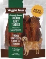 Waggin' Train Smoked Chicken Jerky Tenders for Dogs with Turmeric and Human Grade Bone Broth, Grain and Corn Free, High Protein, Premium Limited Ingredient 100% Real Chicken Dog Treats, 24 oz. Pouch