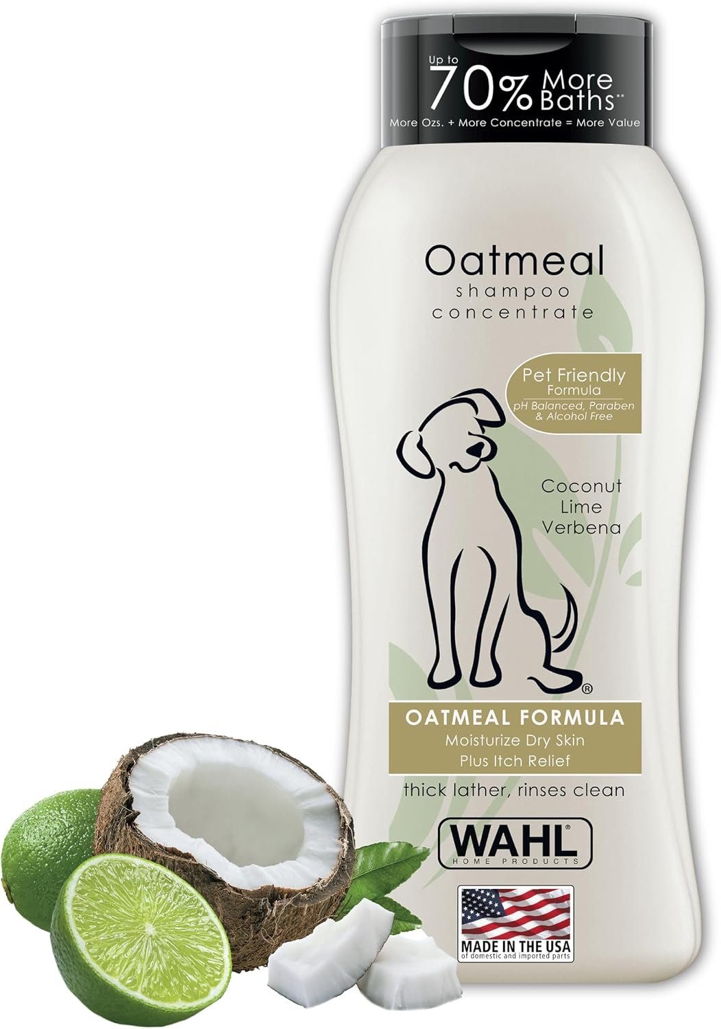 Wahl USA Dry Skin & Itch Relief Pet Shampoo for Dogs – Oatmeal Formula with Coconut Lime Verbena Scent & Pet Friendly Formula, 24 Oz – Model 820004A Wahl USA Dry Skin & Itch Relief Pet Shampoo for Dogs – Oatmeal Formula with Coconut Lime Verbena Scent & Pet Friendly Formula, 24 Oz – Model 820004A