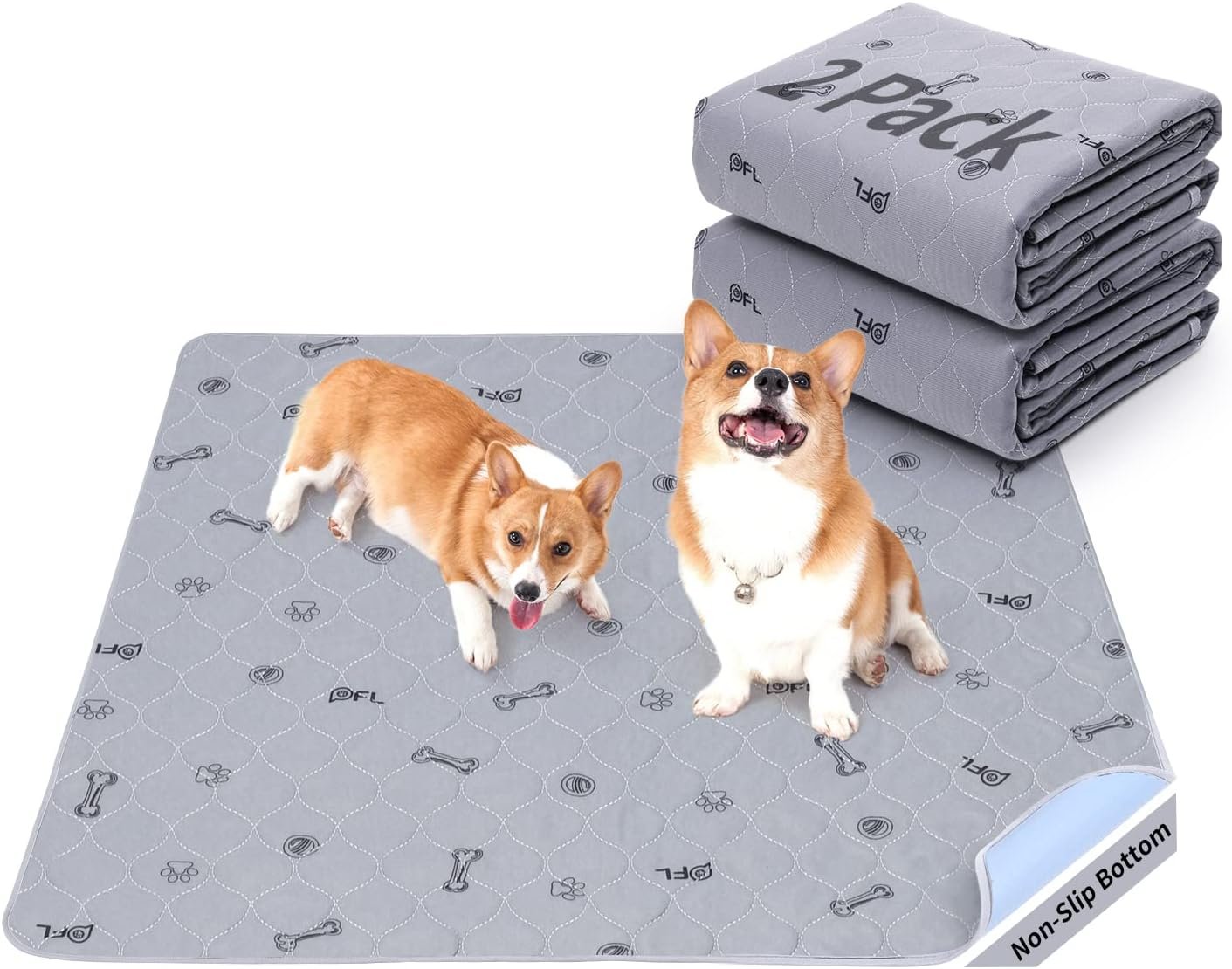 Washable Pee Pads for Dogs, 2Pack Puppy Pads Washable with Bone Print,Absorbent Reusable Whelping Pads Non-Slip Dog Mats for Floor Protector, Couch Cover, Crate, Potty Training 31×36 Washable Pee Pads for Dogs, 2Pack Puppy Pads Washable with Bone Print,Absorbent Reusable Whelping Pads Non-Slip Dog Mats for Floor Protector, Couch Cover, Crate, Potty Training 31×36