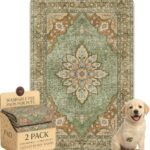 Washable Pee Pads for Dogs,Great Urine Absorbent Reusable Puppy Training Pads,Waterproof,Leak-Proof & Non-Slip Potty Pads for Whelping,Crate,Playpen,Bed.(Green Floral,24″x36″)