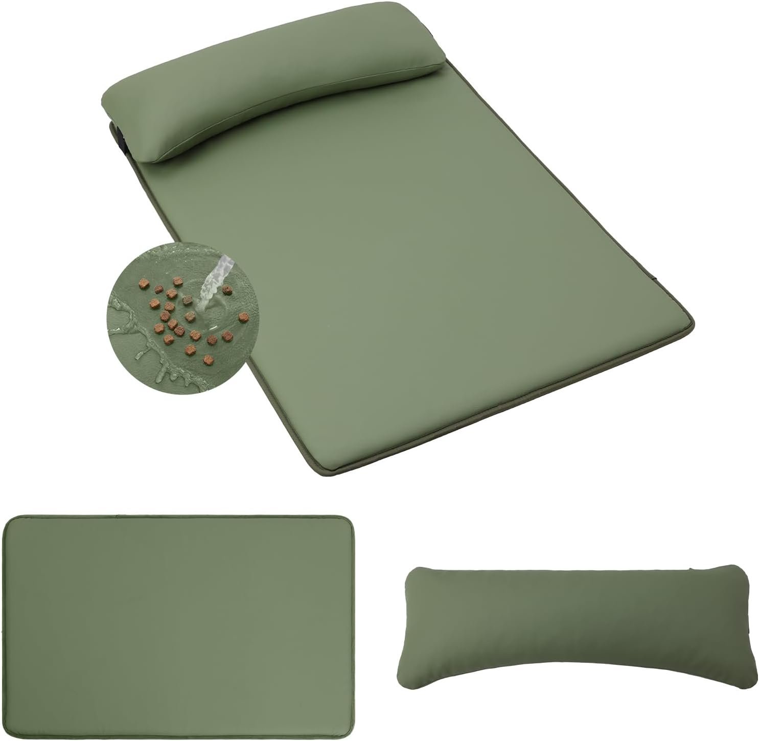 Waterproof Dog Crate Pad with Pillow, Large Dog Bed for Crate Kennel, Green Waterproof Dog Crate Pad with Pillow, Large Dog Bed for Crate Kennel, Green