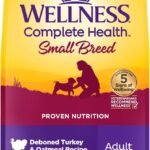 Wellness Complete Health Small Breed Adult Dry Dog Food, Wholesome Grain Kibble, Natural, Turkey and Oatmeal Recipe, 4 lb Bag