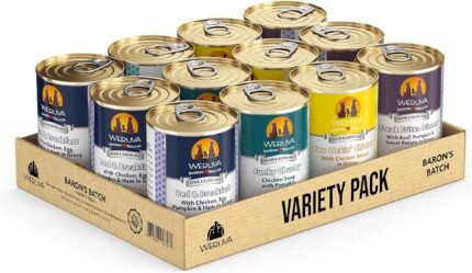 Weruva Classic Dog Food, Variety Pack, Baron's Batch, Wet Dog Food, 14oz Cans (Pack of 12)