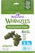 Whimzees Wellness Alligator Natural Dog Dental Treat, Chews, Freshens Breath, Small Size, 12.7 oz Bag, 24 Count