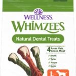 Whimzees Wellness Brushzees Natural Dog Dental Treat, VOHC Accepted Chews, Freshens Breath, Large Size, 12.7 oz Bag, 6 Count