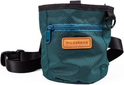 Wilderdog Dog Training Treat Pouch with Magnetic and Zipper Closure, Carabiner Attached, Adjustable Waist Strap – Green