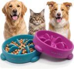 WinTour 2 Pack Slow Feeder Dog Bowls, BPA Free, Medium & Small Dog Bowls