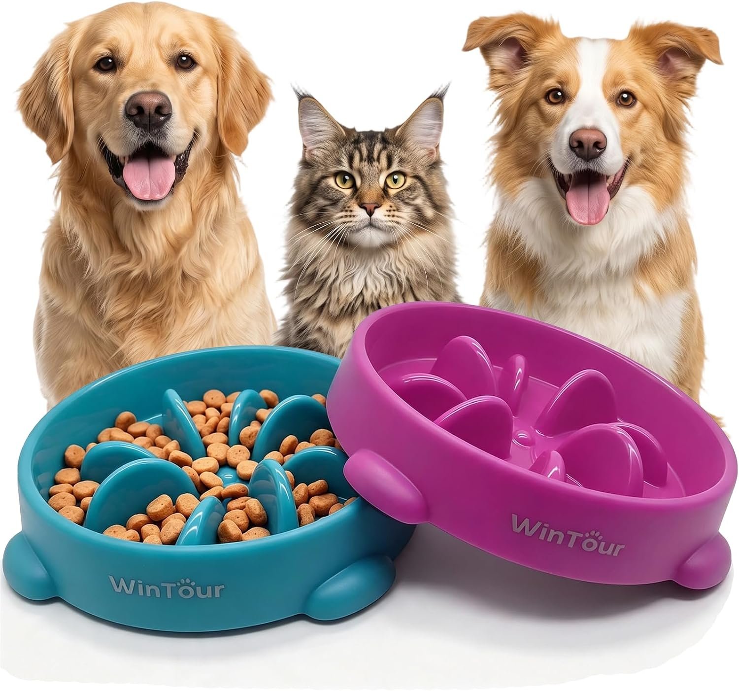 WinTour 2 Pack Slow Feeder Dog Bowls, BPA Free, Medium & Small Dog Bowls WinTour 2 Pack Slow Feeder Dog Bowls, BPA Free, Medium & Small Dog Bowls