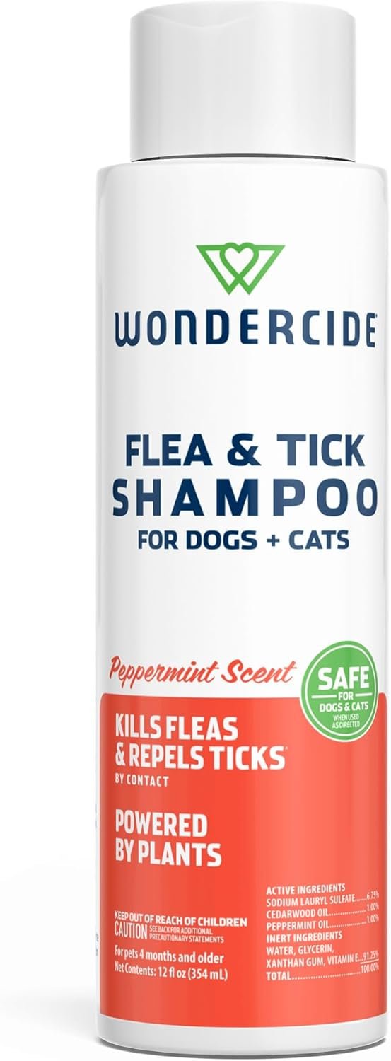 Wondercide – Flea & Tick Shampoo for Dogs and Cats – Peppermint – 12 Fl oz Wondercide – Flea & Tick Shampoo for Dogs and Cats – Peppermint – 12 Fl oz