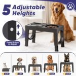 XIAZ Elevated Dog Bowls Large Breed Raised Dogs Bowl Stand Large/Medium Sized Dog Slow Feeder Dogs Bowls Food Water Stands 5 Heights Adjustable 9/11/12/14in Pet Feeder Dish Station - Image 2