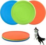 XIGOU Dog Flying Disc, 3 Pack Dog Flyer Toys, Soft Rubber Interactive Lightweight Flying Disc Dog Toy for Small Large Dogs - Floats in Water & Safe on Teeth, 7 inch.